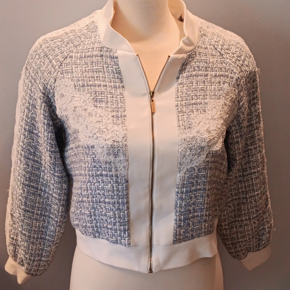 Elise powder blue Chanel like bomber